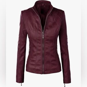 Faux Leather Jackets for Women Motorcycle PU Moto Biker Outwear Coat